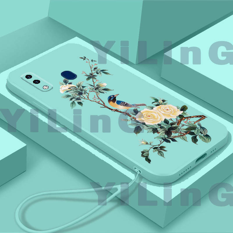 Cho Samsung A20 = Samsung A30 vỏ điện thoại hoa và chim thiết kế phim hoạt hình TPU mềm Bìa