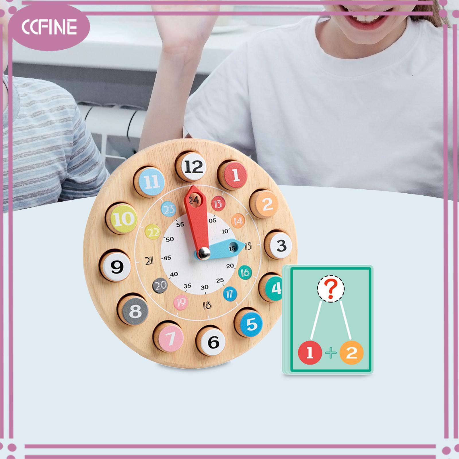Ccfine Đồng hồ gỗ xếp chồng SORTER đầy màu sắc, đồ chơi giáo dục, trang trí, thời gian giảng dạy mô hình con số ghép hình cho đồ dùng học tập bé