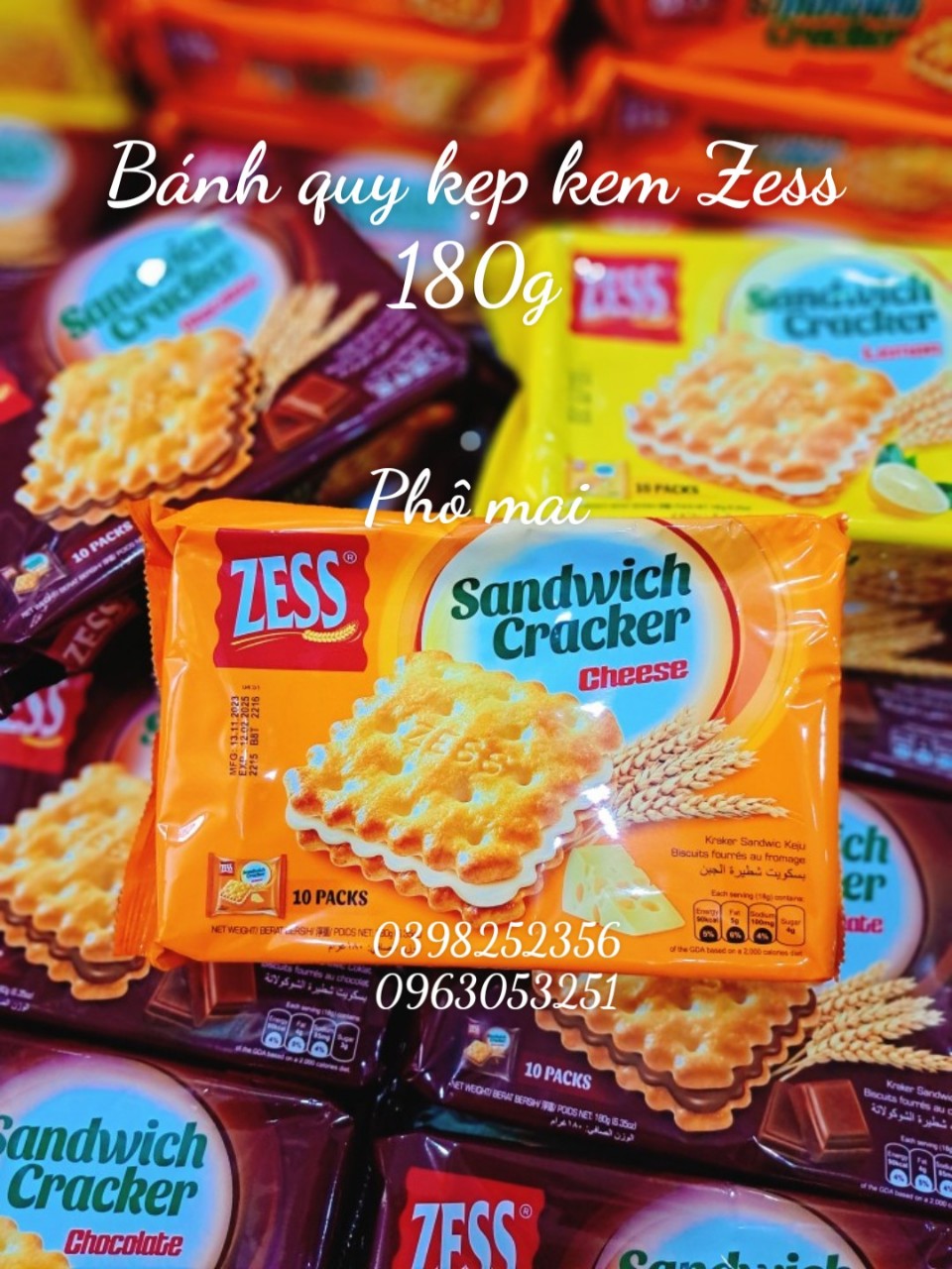 Bánh quy giòn kẹp kem Zess 180g ( phô mai )(24) leetrinh