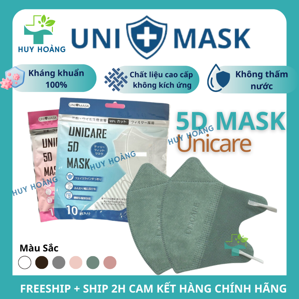 Combo 500 cái Khẩu trang 5D UNI CARE 3 lớp kháng khuẩn khẩu trang 5D Uni Mask chống tia uv