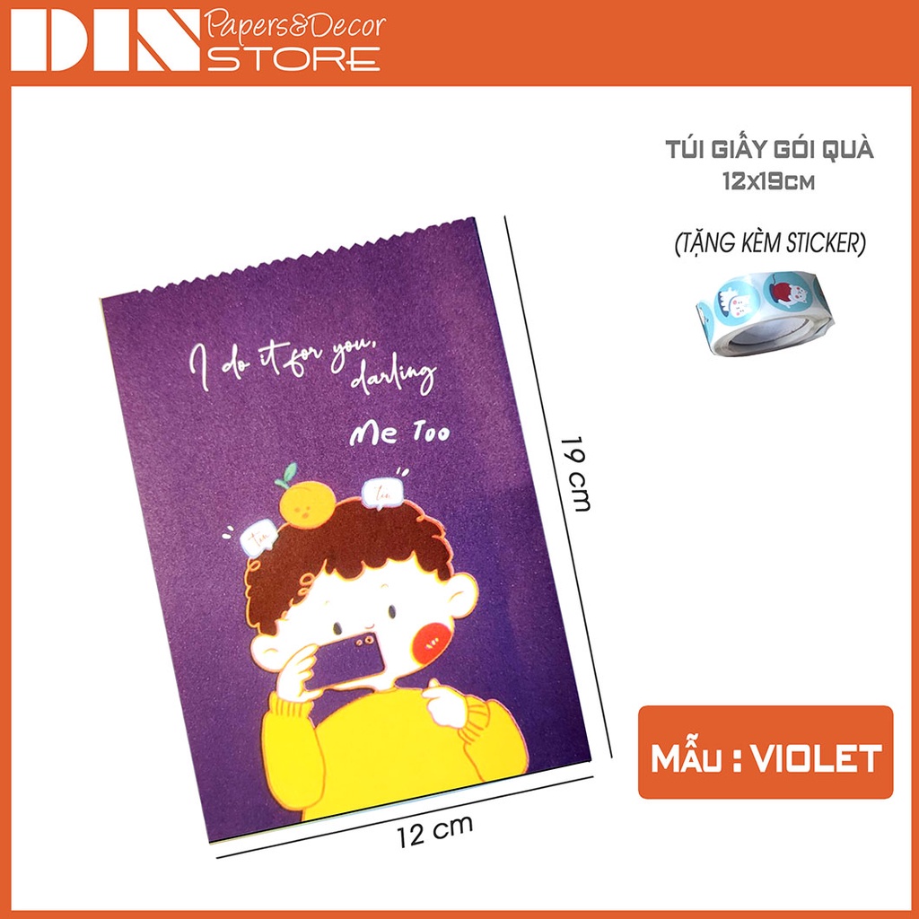 Túi giấy gói quà mini kích thước 12x19cm (𝙩𝙖̣̆𝙣𝙜 𝙩𝙚𝙢 𝙣𝙞𝙚̂𝙢 𝙥𝙝𝙤𝙣𝙜) 💖 Giỏ quà tặng cute