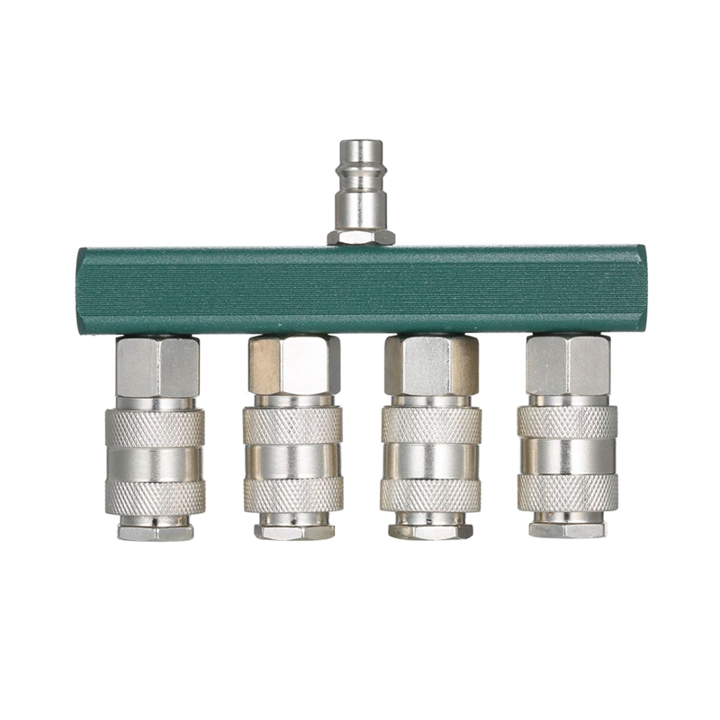 1 Piece Air Compressor Splitter Air Hose Fittings with 4 Couplers & 1/4Inch NPT Plug 1/4Inch NPT Air Fitting Coupler