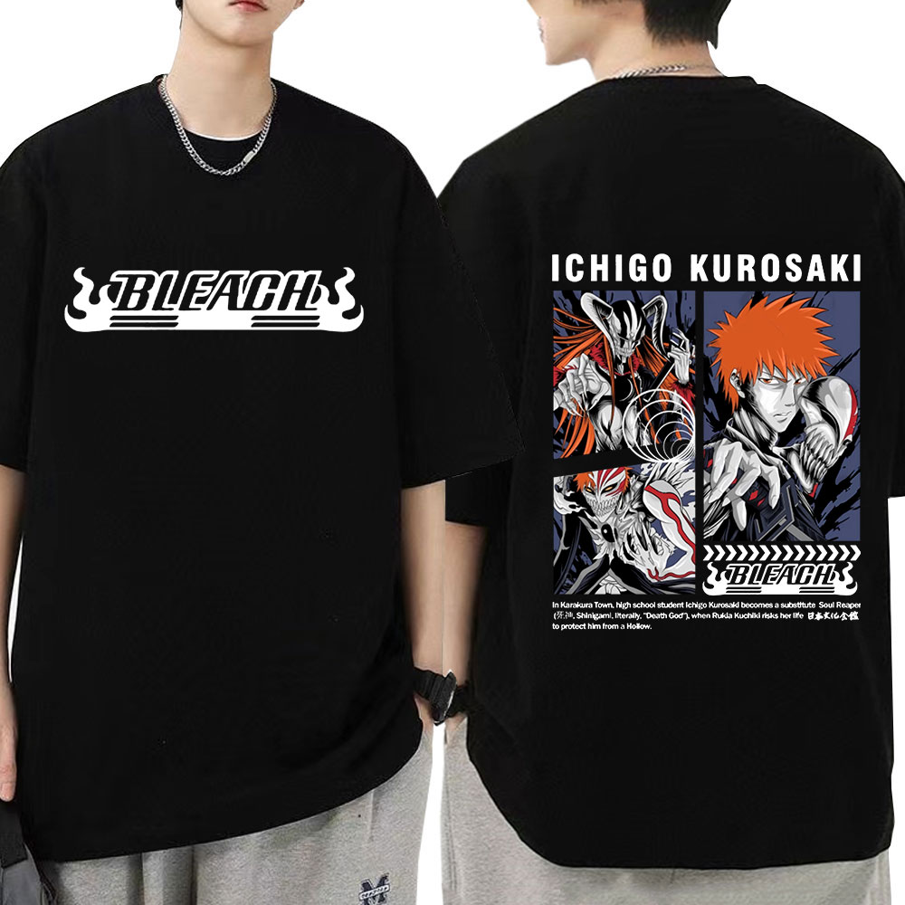 Anime Bleach Kurosaki Ichigo T Manga Oversized Tshirt Mens Women Vintage Cotton T ShirtsSize:XS-4XL-6XL