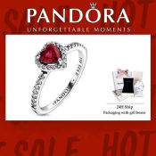 Pandora Heart Ring with Red Crystal and Cubic Zirconia