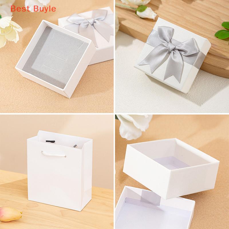 💖Best Buyle 1 cái nhiều màu sắc 7x7x3.5 cm Bow Knot Hộp quà tặng cho đồ trang sức vòng cổ bông tai vòng đeo tay vòng Keychain Trâm gói lưu trữ
