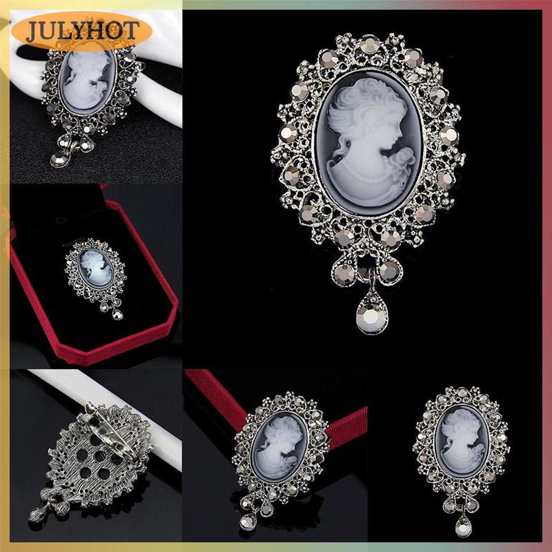 JULYHOT Hot Vintage Cameo Victoria Phong Cách Pha Lê Wedding Party Phụ Nữ Mặt Dây Chuyền Trâm Pin