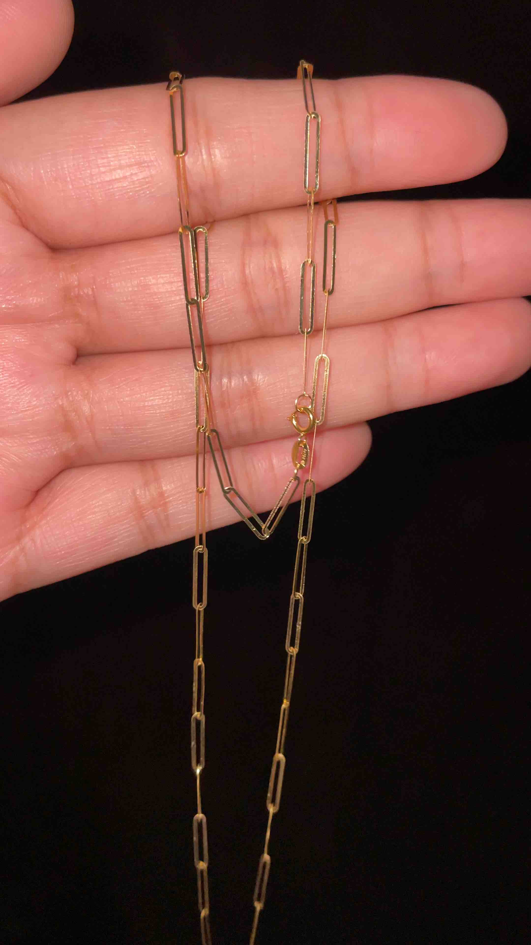 PAWNABLE 18K Saudi Gold Paperclip Chain Necklace(2mm/Lightweight