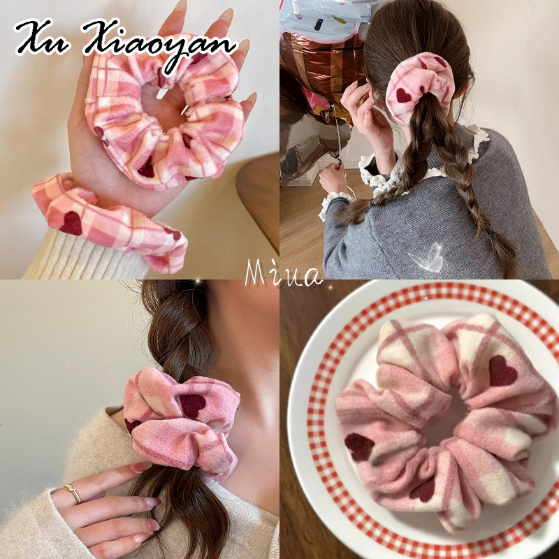 XUXIAOYAN Miuacurl ผมหางม้านุ่มในรูปแบบหัวใจหวานสีชมพูน้ำตาลน้ำตาลน้ำตาลสไตล์สำหรับแฟนของคุณ ราคา 12 บาท*ส่งฟรี