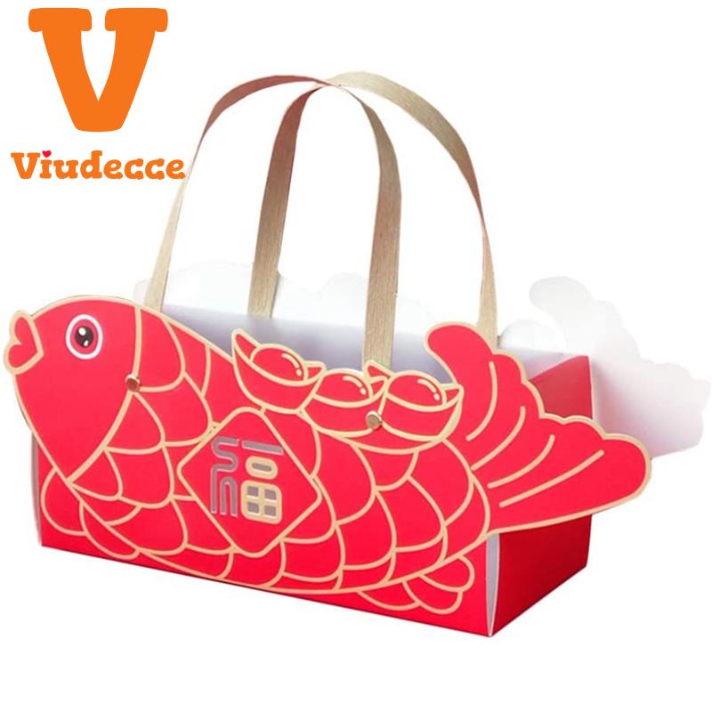 Red Paper Cake Packaging Box Cartoon Cow Biscuit Box Bakery Baking Box Like Gift Box with Chocolate 