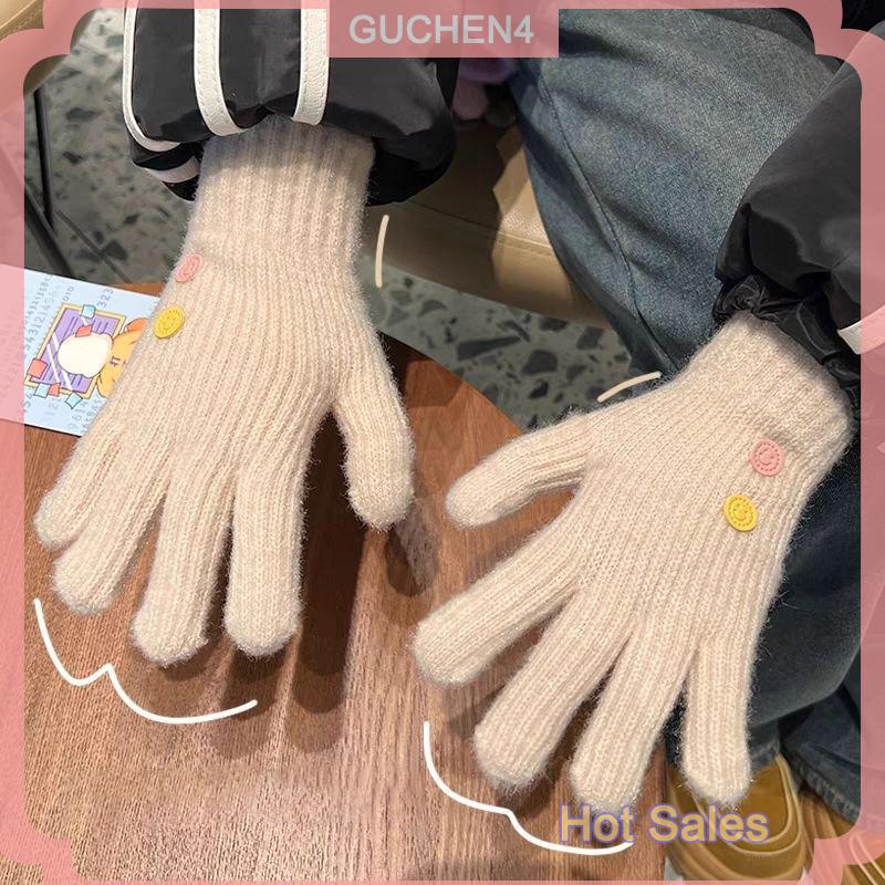 GUCHEN4🎀 Găng tay dệt kim mới với màn hình cảm ứng dày và ngón tay dễ thương