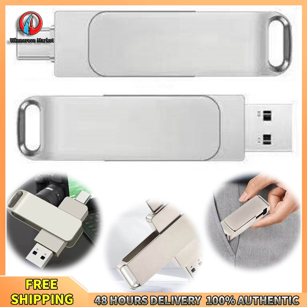 Winnereco แฟลชไดรฟ์ USB 2TB ทองเหลืองทนทาน ดีไซน์หมุนได้ สำหรับเก็บข้อมูลบนอุปกรณ์ Android และแล็ปท็อป ราคา 201 บาท*ส่งฟรี