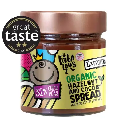 Fabalous - Organic Hazelnut and Cocoa Chickpea Spread 200g (Vegan, plant-based, Gluten-free, Dairy-Free) (Breakfast Bread Spread)