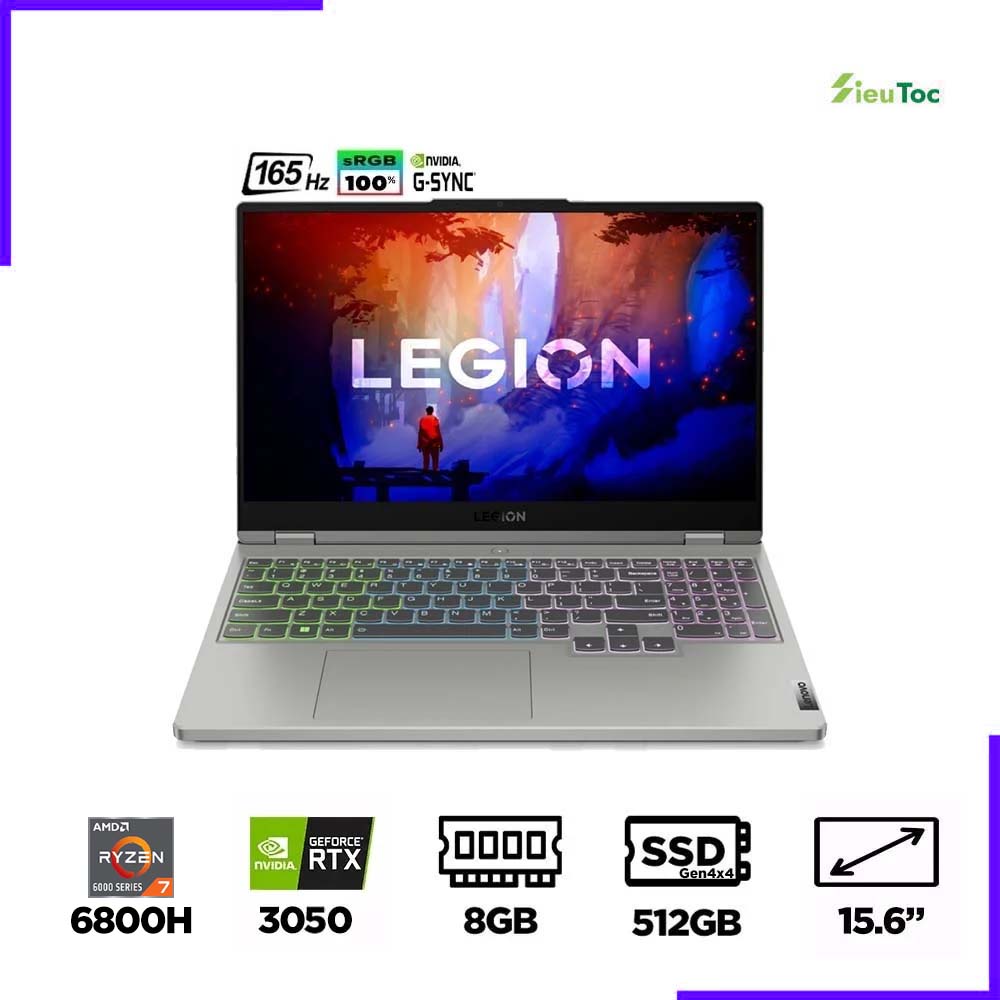 Laptop Gaming Lenovo Legion 5 15ARH7 82RE0035VN (Ryzen 7 6800H, RTX 3050 4GB, Ram 8GB DDR5, SSD 512GB, 15.6 Inch IPS 165Hz FHD)