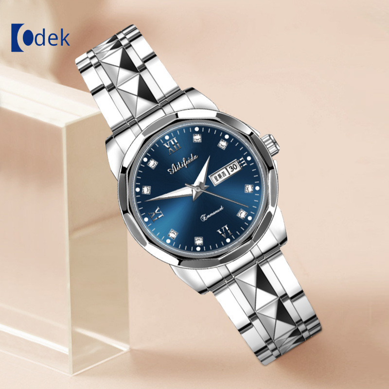 Odek Đồng hồ nữ khóa bướm đôi siêu mỏng dạ quang Chống Nước Dây đeo thép đồng hồ thạch anh phần kim cương cổ điển đồng hồ đeo tay doanh nhân nữ