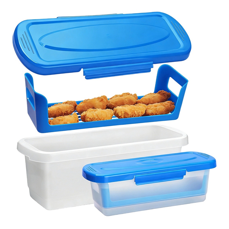 【Latest model】Batter Bowl with Lids, Fish Batter Shaker, Better Bread Baking Breader Shaker Bowl with Breading Tray, Batter Bowl with Lid