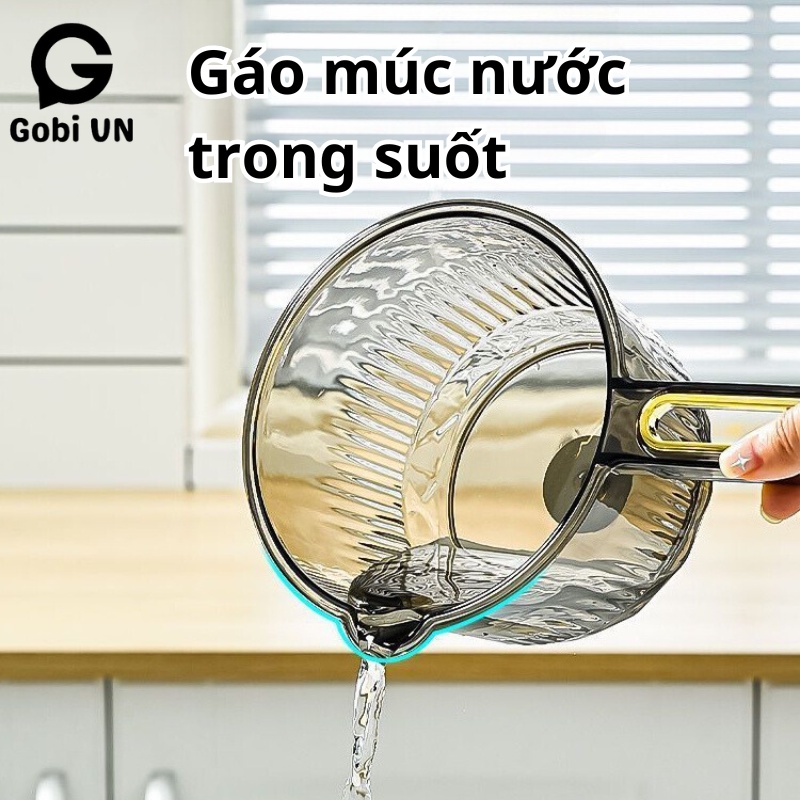 Gáo nước, ca nhựa múc nước trong suốt cán dài, chất liệu pp cao cấp thực phẩm với sức chứa lớn tiện lợi gobi