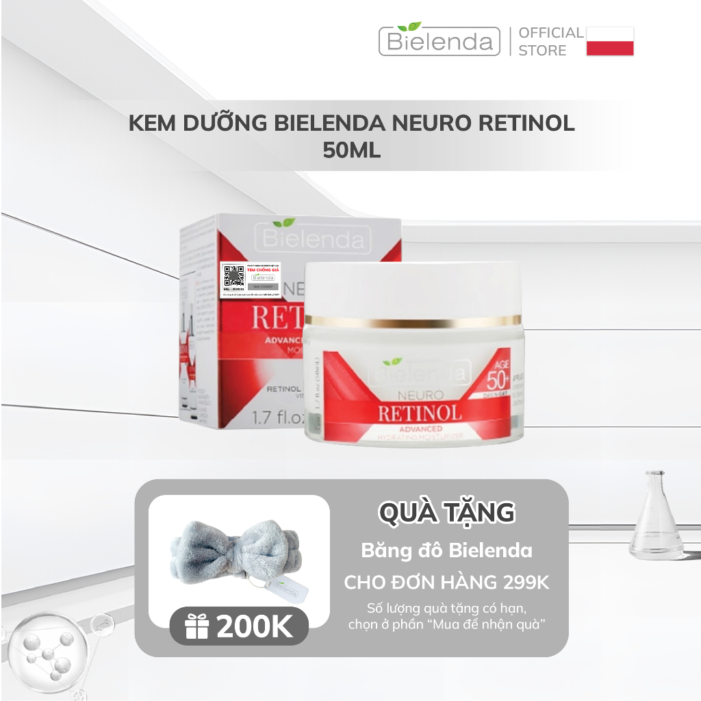 Kem dưỡng trẻ hóa, nâng cơ, chống lão hoá Bielenda Neuro Retinol 50ml