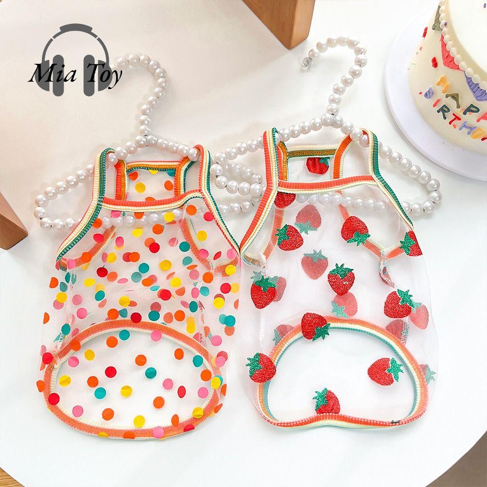 MIA Chống nắng Đai yếm cho thú cưng Sợi Polyester Họa tiết dâu tây Áo vest cho mèo Khoét lỗ Nhanh khô Áo làm mát cho chó Đồ dùng cho thú cưng