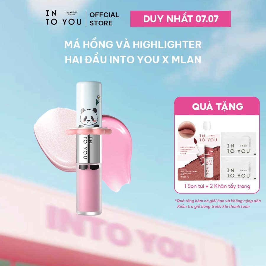 [NEW LIMITED PHIÊN BẢN PANDA] Má hồng và highlighter hai đầu INTO YOU x MLAN 6.6g