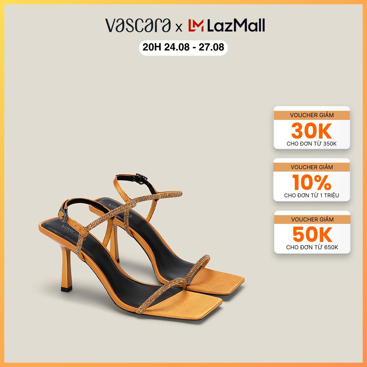 Vascara giày sandal cao gót nhấn quai crystal - sdn 0751