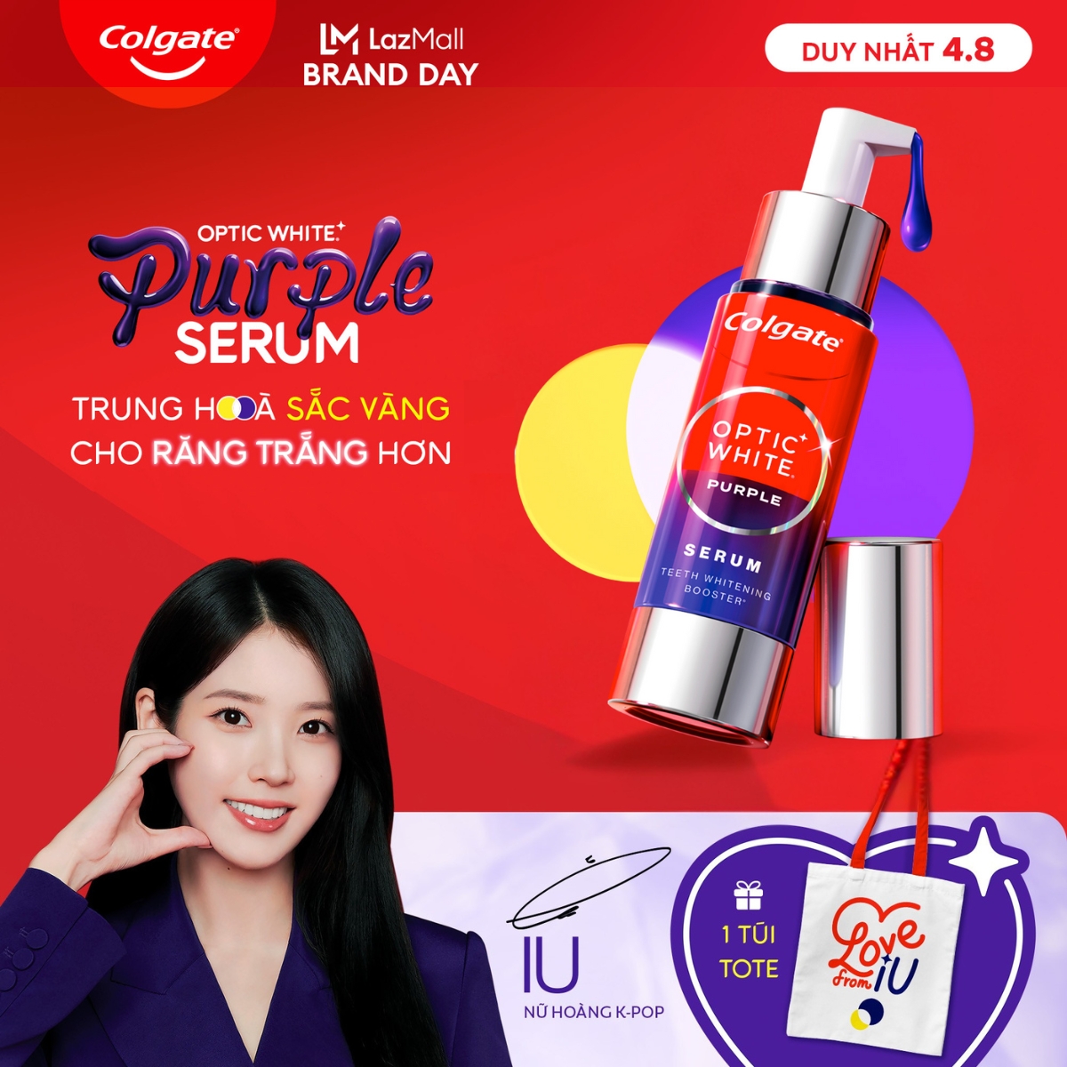 [Chỉ 4.8_Túi Tote IU + X2 Voucher giảm 22%] Tinh chất trắng răng tăng cường Colgate Optic White Purple Serum - Trung hòa sắc vàng, rạng rỡ tức thì 40ML