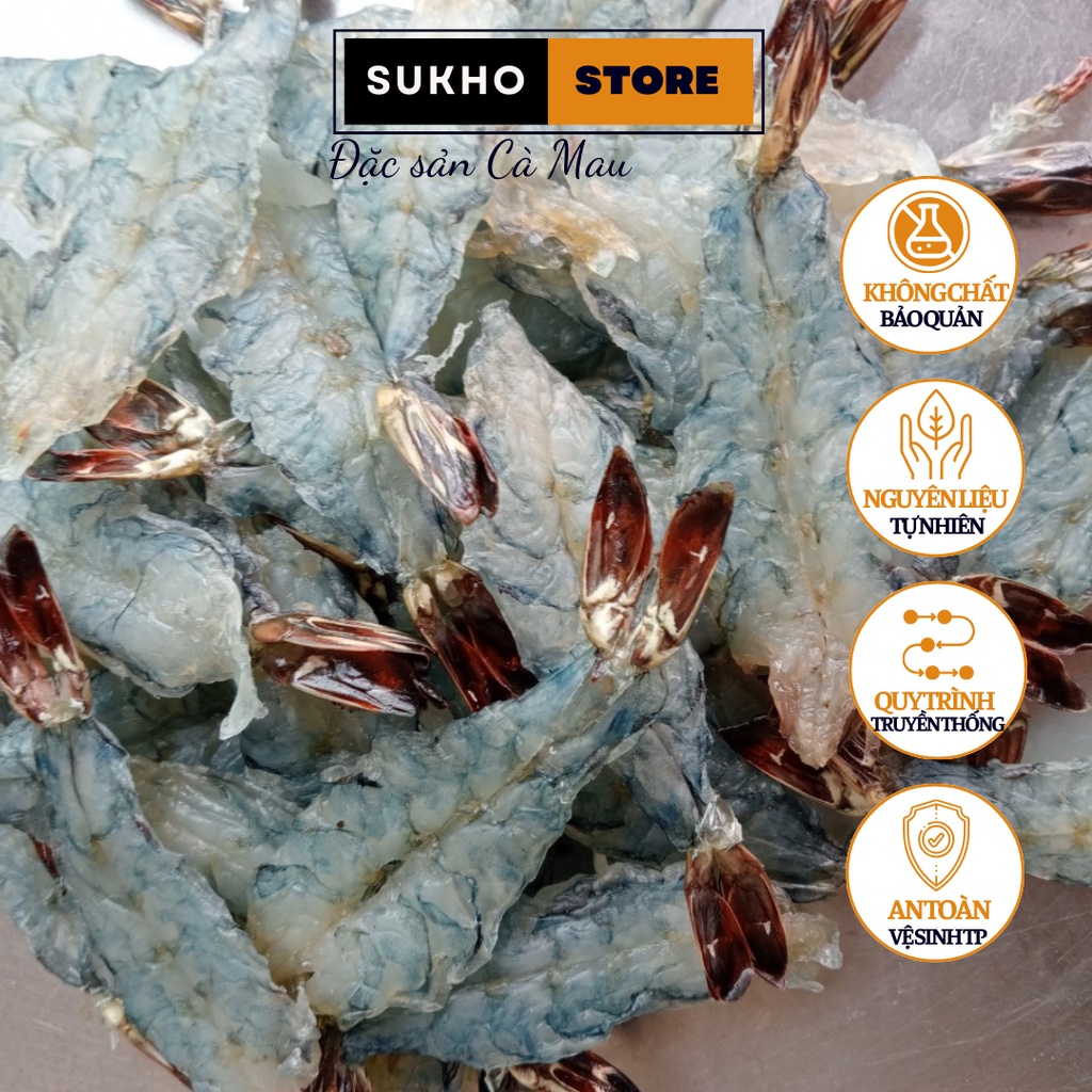 Tôm khô xẻ nguyên con, tôm thiên nhiên thịt chắc dai ngọt hút túi chân không - Sukho Store