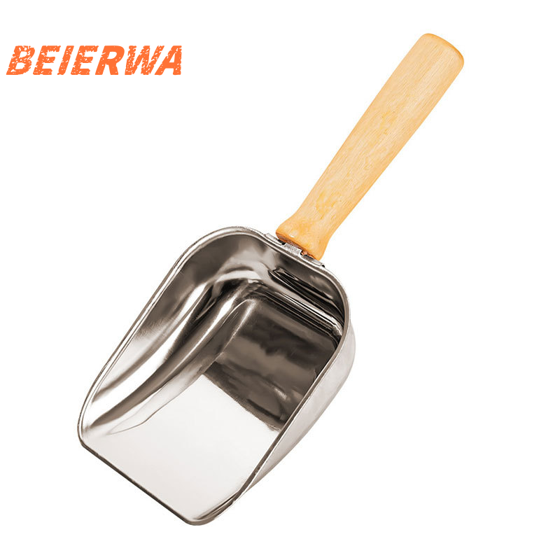 BEIERWA ช้อนตักอาหารสัตว์เลี้ยงจากステนเลสสตีลพร้อมด้ามไม้ ความจุมาก ใช้งานสะดวกสำหรับแมวและสุนัข ราคา 96 บาท*ส่งฟรี