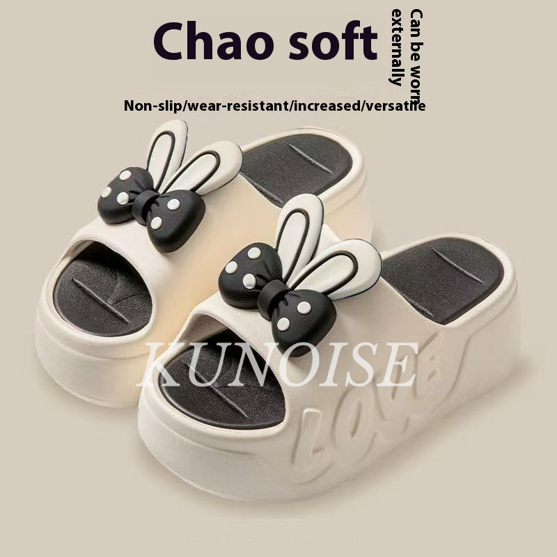 KUNOISE Women's sandals high-value home non-slip and versatile slippers new cute outer wear thick-soled heightened slippers. ราคา 98 บาท*ส่งฟรี