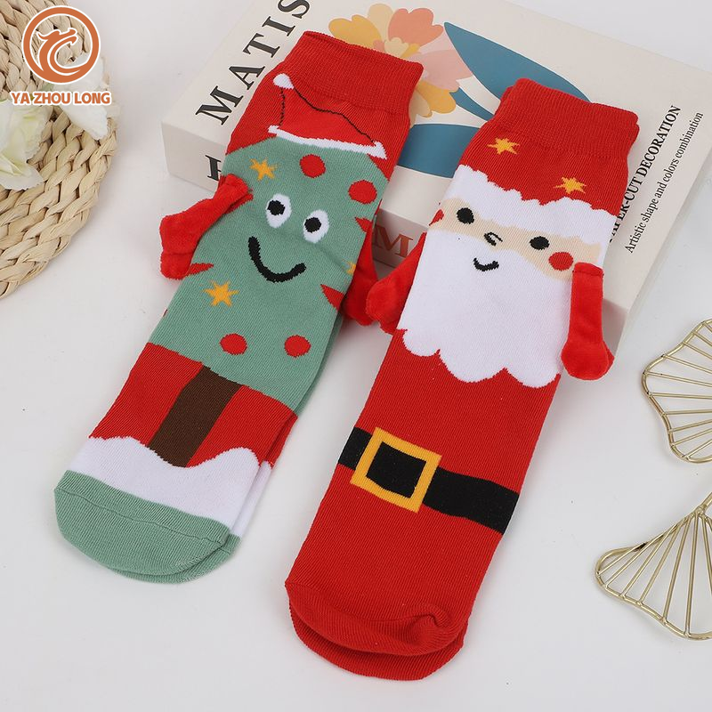 Ya zhou dài dễ thương Vớ giáng sinh theo chủ đề với Santa và thiết kế cây, vui vẻ phù hợp với vài vớ cho mùa nghỉ lễ
