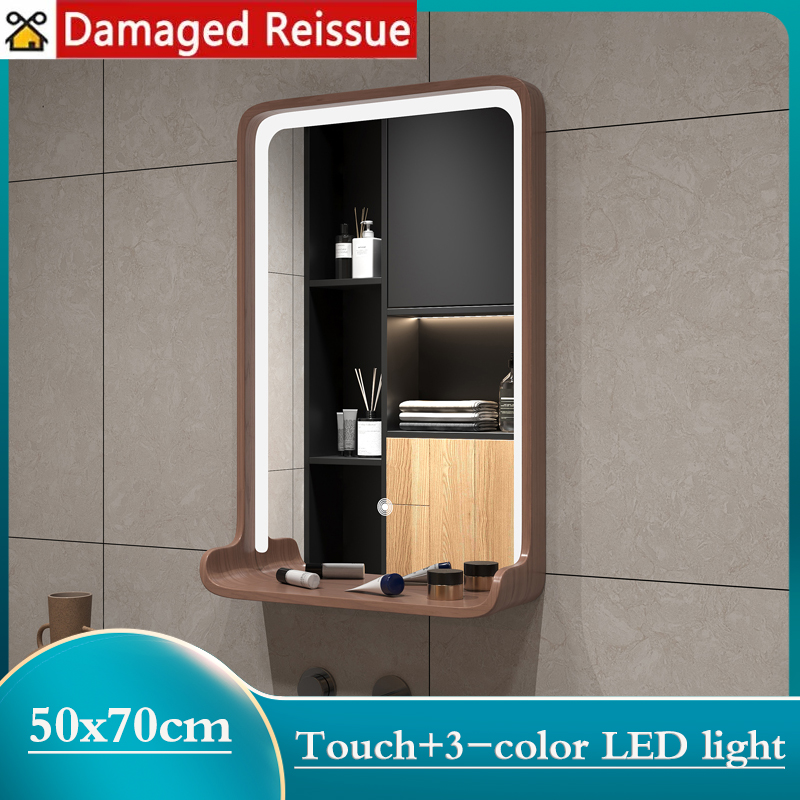 Intelligent LED Mirror Bathroom Wall Mounted Mirror Washbasin Lighting 3-color Strip Light Mirror Adjustable Makeup Mirror Bedroom Mirror Touch LED Light Mirror ราคา 5,599 บาท*ส่งฟรี
