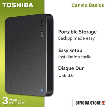 Toshiba Canvio Basics External Hard Drive, USB 3.0, 1TB