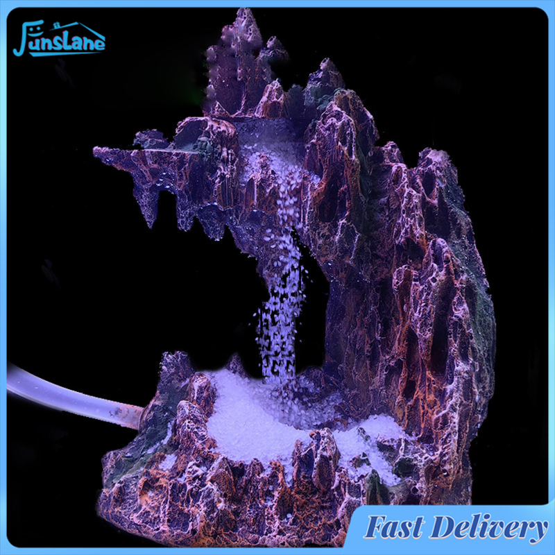FunsLane Fish Tank Rockery Decor, Artificial Aquarium Rockery Underwater Sand Waterfall Decor, Resin Mountain Landscape Ornament, Fish Tank Decorations ราคา 844 บาท*ส่งฟรี