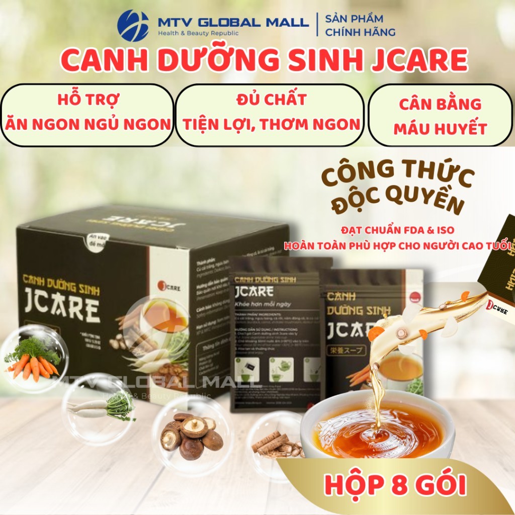 Canh Dưỡng Sinh Jcare Bổ Dưỡng Hỗ Trợ Ngủ Ngon Bổ Sung Dinh Dưỡng Cho Sức Khoẻ Hôp 8 Gói