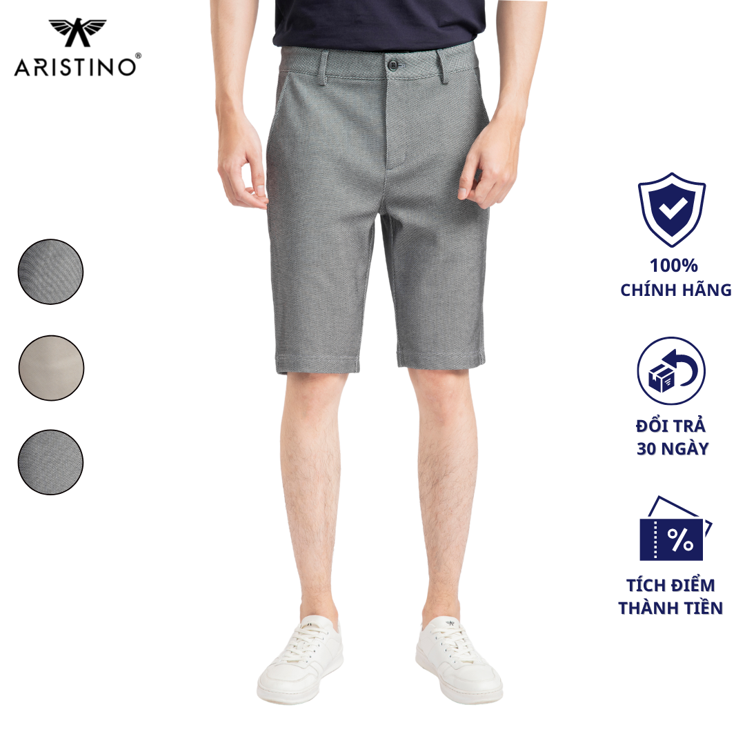 Quần short nam ARISTINO phom Regular Fit suông nhẹ, thiết kế basic