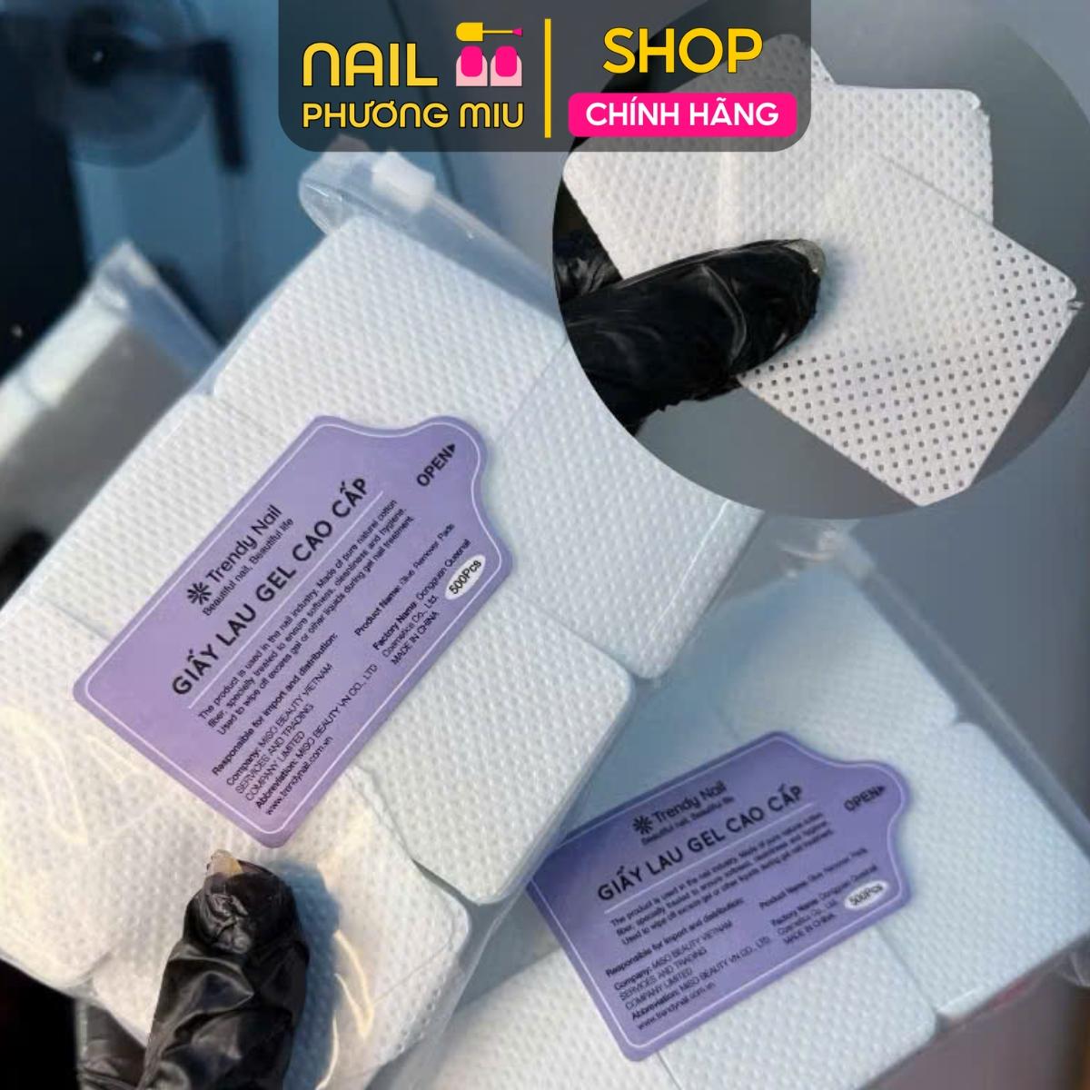 Giấy Lau ɡel Cao Cấp TRENDY Siêu Thấm Hút Bền Dai, Túi 500 tơ` Vuông Có Lỗ Thoáng Không Trổ Lông, Mềm Tốt, Làm Nail Tiện Lợi Lau Sơn ɡel Chuyên Dụng