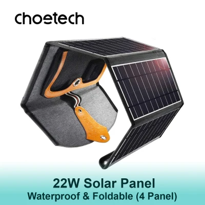 CHOETECH 22W Dual USB Outdoor Solar Panel Portable Charger With 4 Foldable Solar Panel