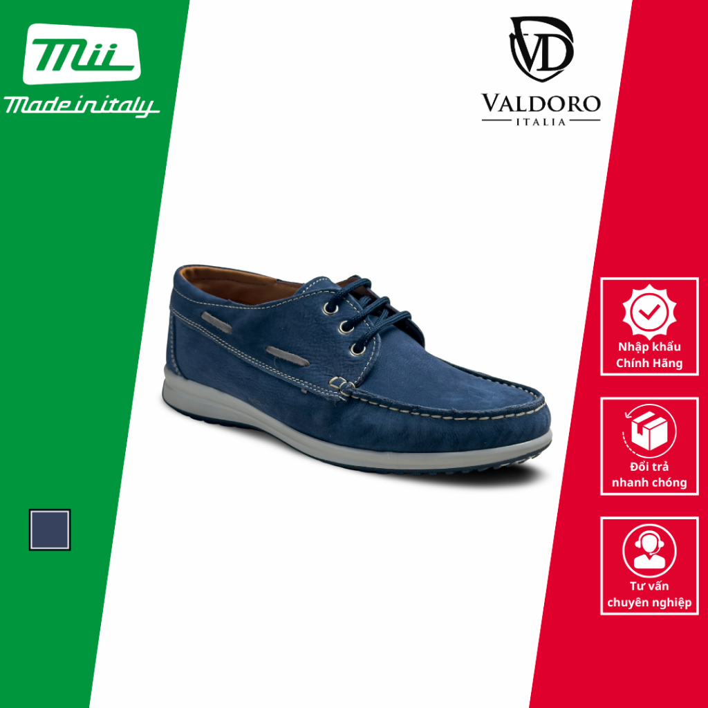Giày Lười Nam Bằng Da Thật Sản Xuất Tại Italy Màu Xanh - Valdoro - 09 Nabuk Jeans