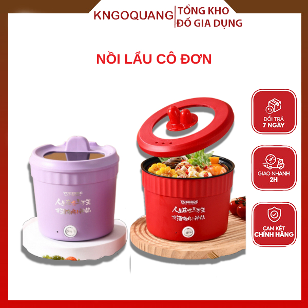 Nồi Lẩu Điện Mini Đa Năng Ca Nấu Mì Nồi Lẩu dành cho cập đôi Hotrend Dung Tích 1.5L Sông Suất 500W C