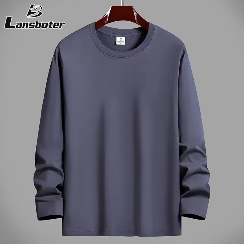 Lansboter áo hodie áo khoác hoddie áo hoodie đi học sweater áo thu đông Áo thun nam tay áo dài cổ tròn vải cotton nguyên chất Áo sơ mi mặc trong rộng