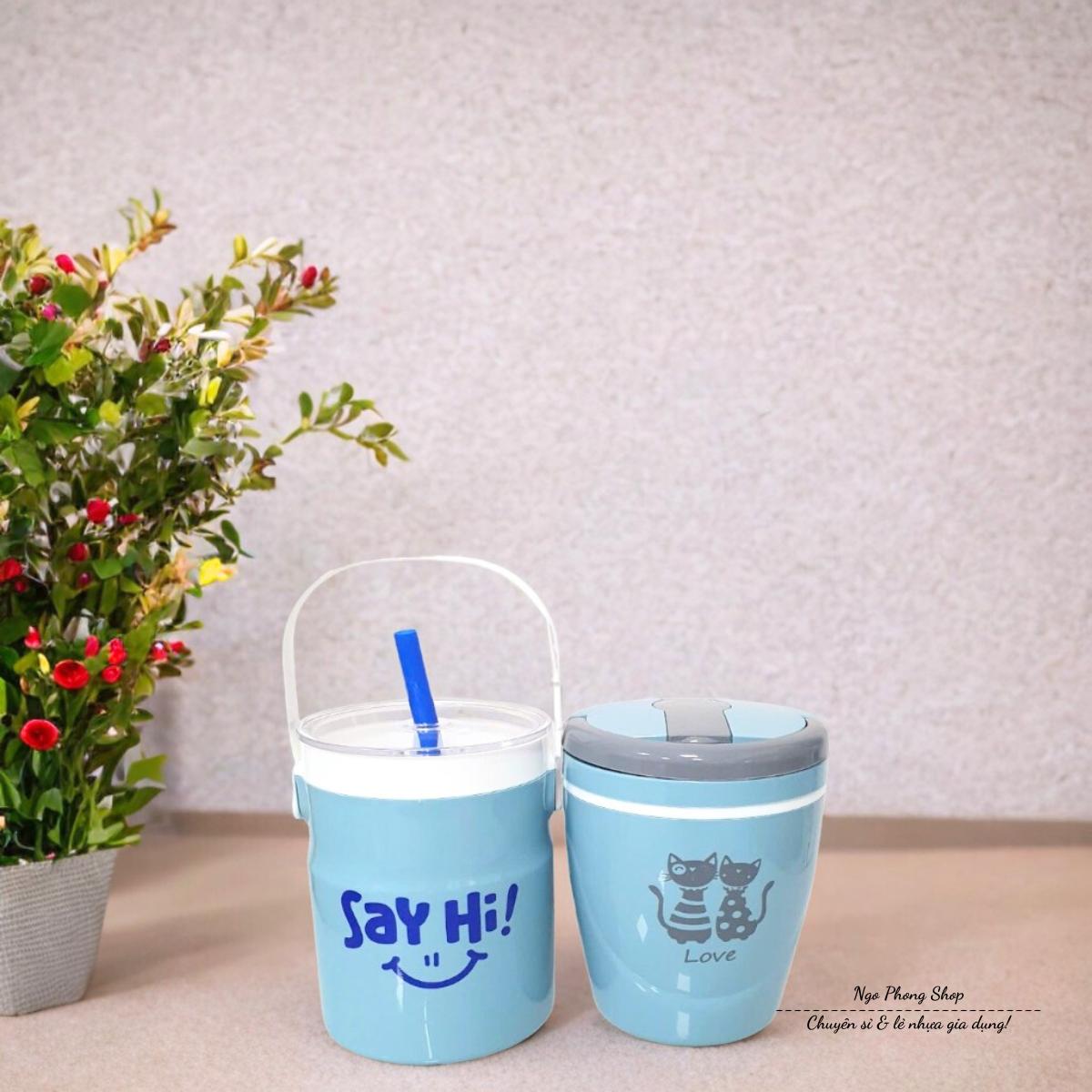 (Combo) Bình trà sữa 1L + Gào mên giữ nhiệt 1.5L Tân Lập Thành. Combo giữ nhiệt hiệu quả. Độ bền cao