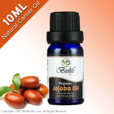 Biolife Organic Jojoba Carrier Oil, 100% Pure and Natural Organic Carrier Oil for Beauty and Cosmetic Used, 10ml Bottle