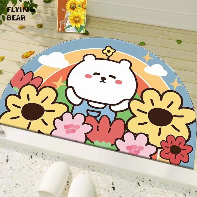 Cartoon floor mat household crystal velvet carpet can be scrubbed kitchen bathroom bathroom floor mats stain-resistant non-slip absorbent pads ราคา 58 บาท*ส่งฟรี