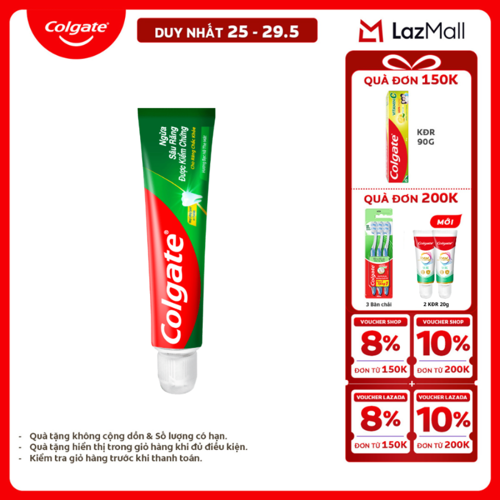 [Chỉ 25-29.5_X2 Voucher giảm 20%] Kem đánh răng Colgate ngừa sâu răng răng chắc khỏe 45g/tuýp