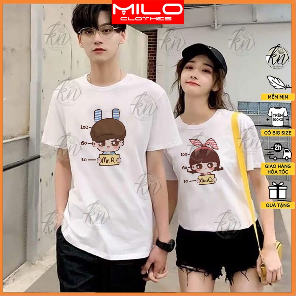 Áo Thun Cặp Couple Với Người Yêu, Đồ Đôi Nam Nữ, Áo Phông Cặp Tình Nhân In Mr R & Miss Q  - KTQN TSHIRT AND UNIFORM