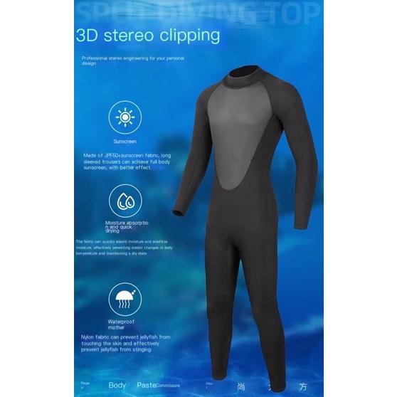 Stretchy Neoprene Men's Full Bodysuit Wetsuit for Scuba Diving