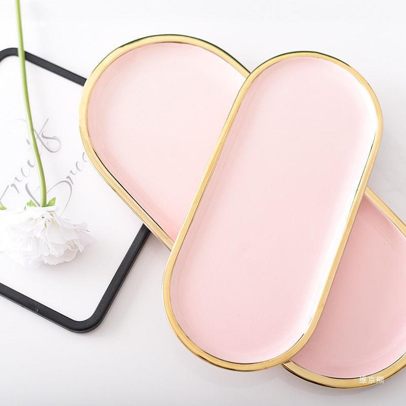 Khay trang sức Bắc Âu sang trọng phong cách Ins gốm đồ trang sức rửa bảng tấm hương liệu hộ gia đình Dim Sum đặt tấm bánh platediting