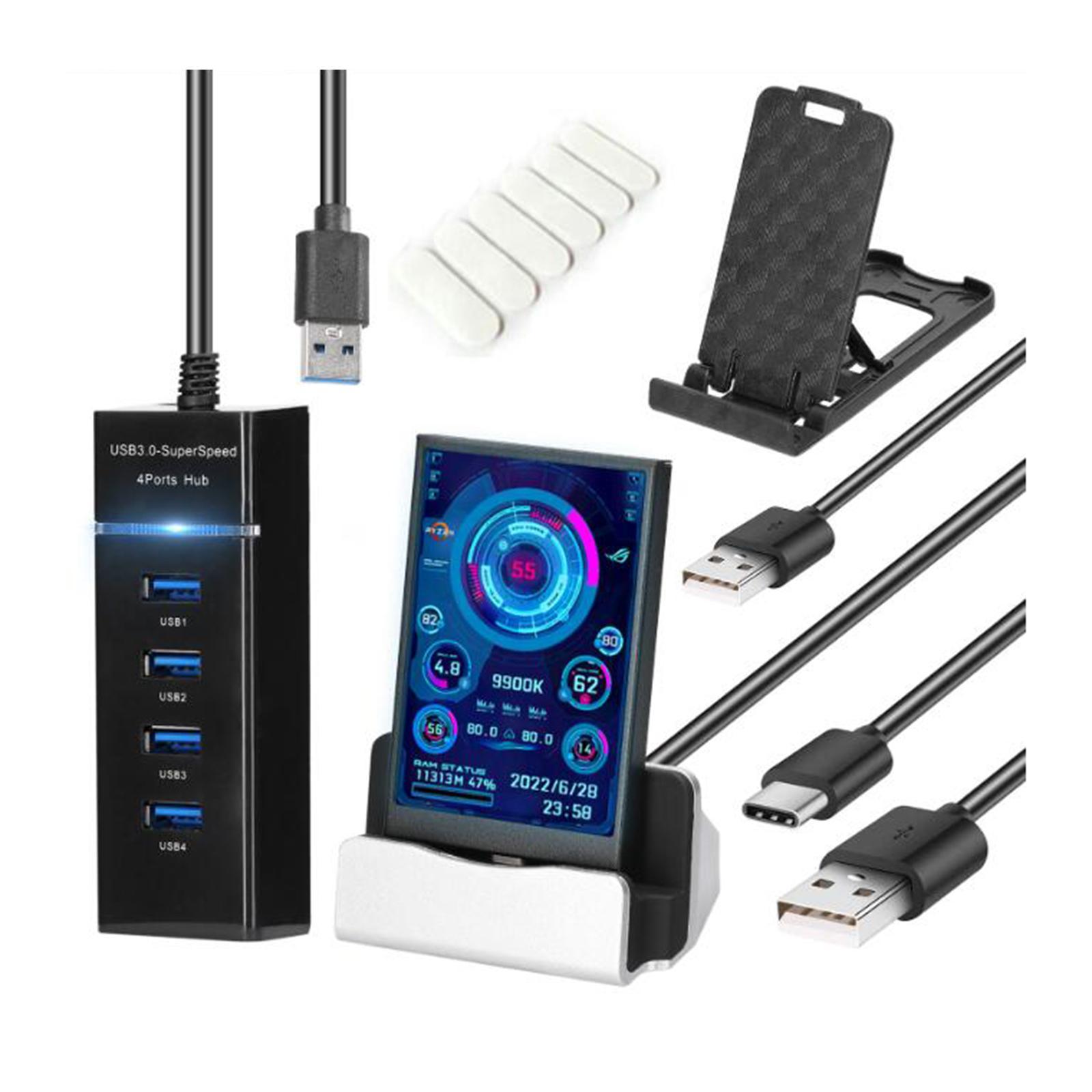 Lacooppia 3.5 inch máy tính IPS USB mini Sub Màn hình Kit hiển thị nhiệt độ độ sáng vô cấp điều chỉnh mạnh mẽ với khung và hub