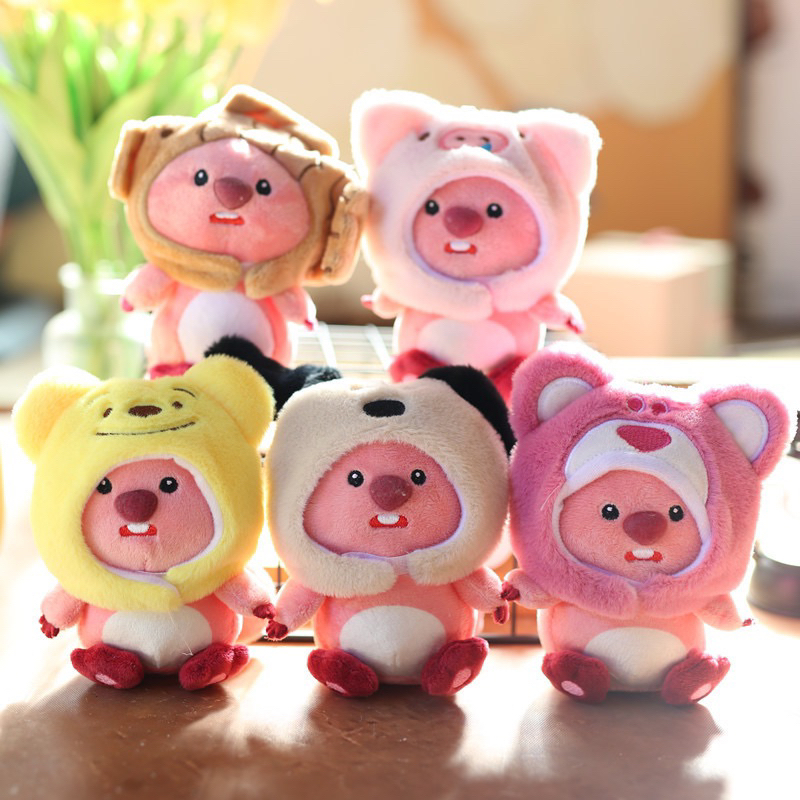 Móc khoá gấu bồng loopy mũ gấu dâu ,heo hồng siêu xinh 12-14cm- Qùa tặng lưu niệm sinh nhật