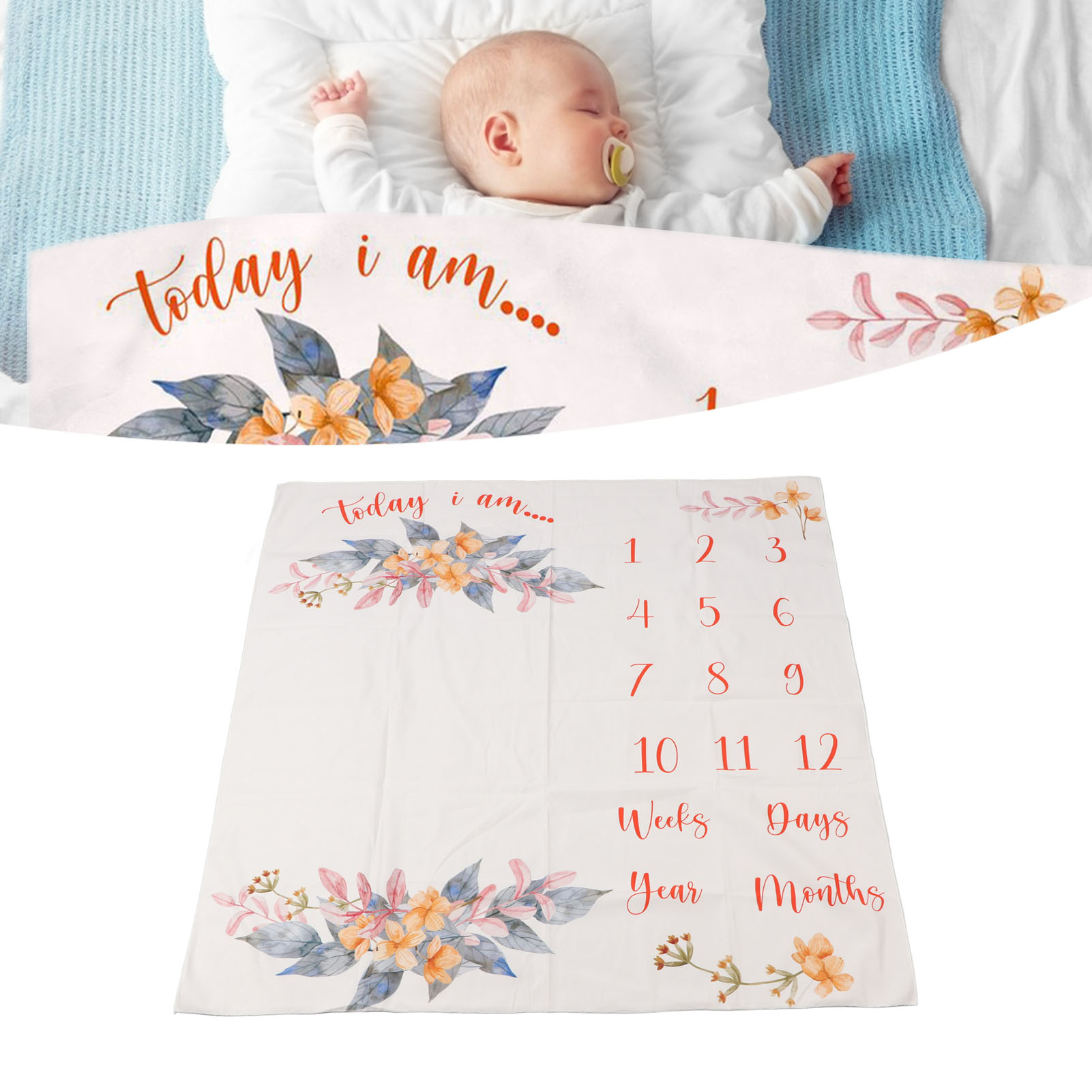 Bé Tháng Chăn họa tiết hoa Xách Tay 100x100Cm Có Thể Giặt Bé chăn đánh dấu cột mốc quan trọn Mềm Mại Dễ Thương Cho Nhiếp Ảnh
