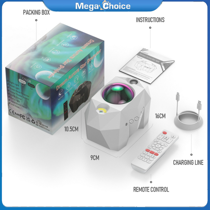 MegaChoice【100%Original】Led Northern Lights Moon Star Night Light Bluetooth-compatible Music Projector For Bedroom Decoration ราคา 1,105 บาท*ส่งฟรี